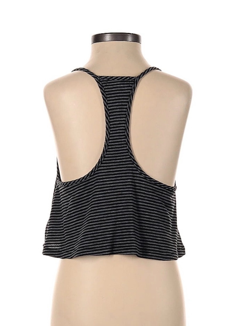 Striped Racerback Crop Tank Top in Black and Gray